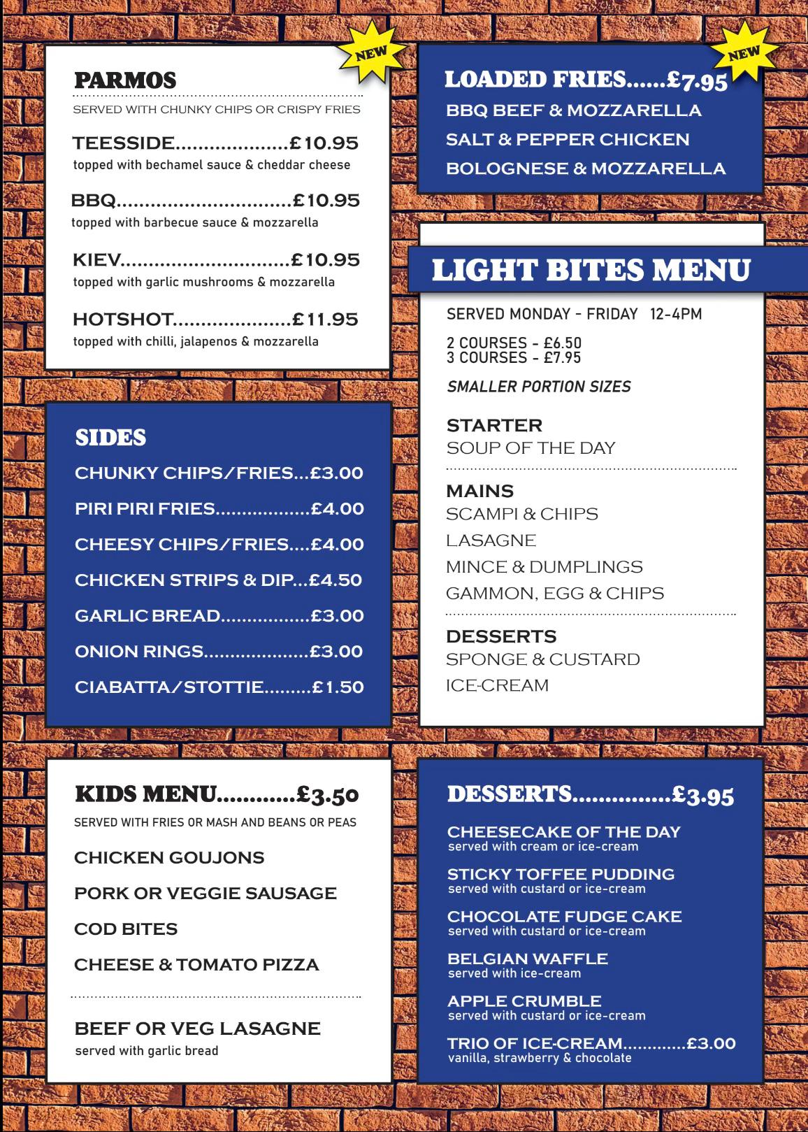 Main Menu pub restaurant sunderland